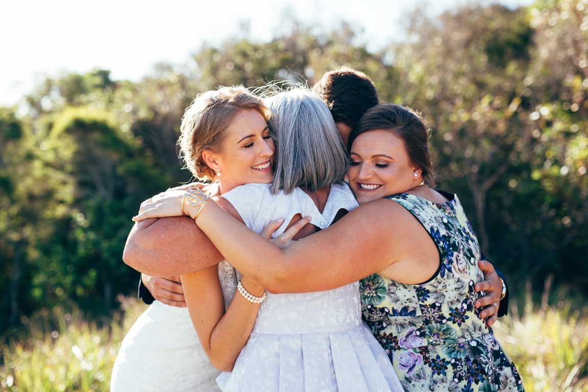 a family embrace in happiness